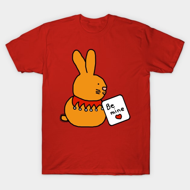 Cute Bunny Rabbit says Be Mine on Valentines Day T-Shirt by ellenhenryart